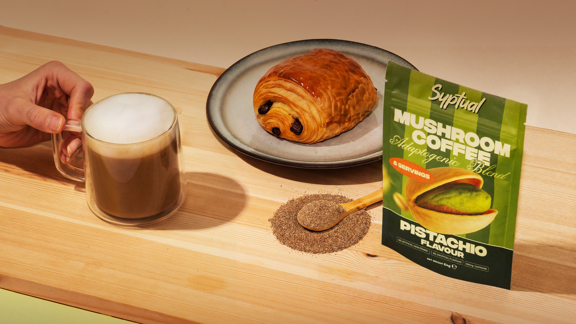 Syptual mushroom coffee floating product packs